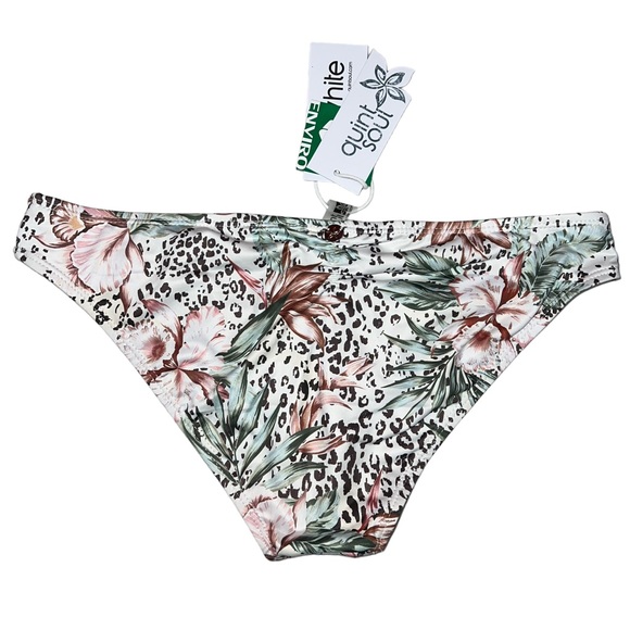 NEW Quint Soul Floral Leopard Mid Rise Lilly Cinched Bikini Bottoms Womens Sz M - Picture 6 of 6